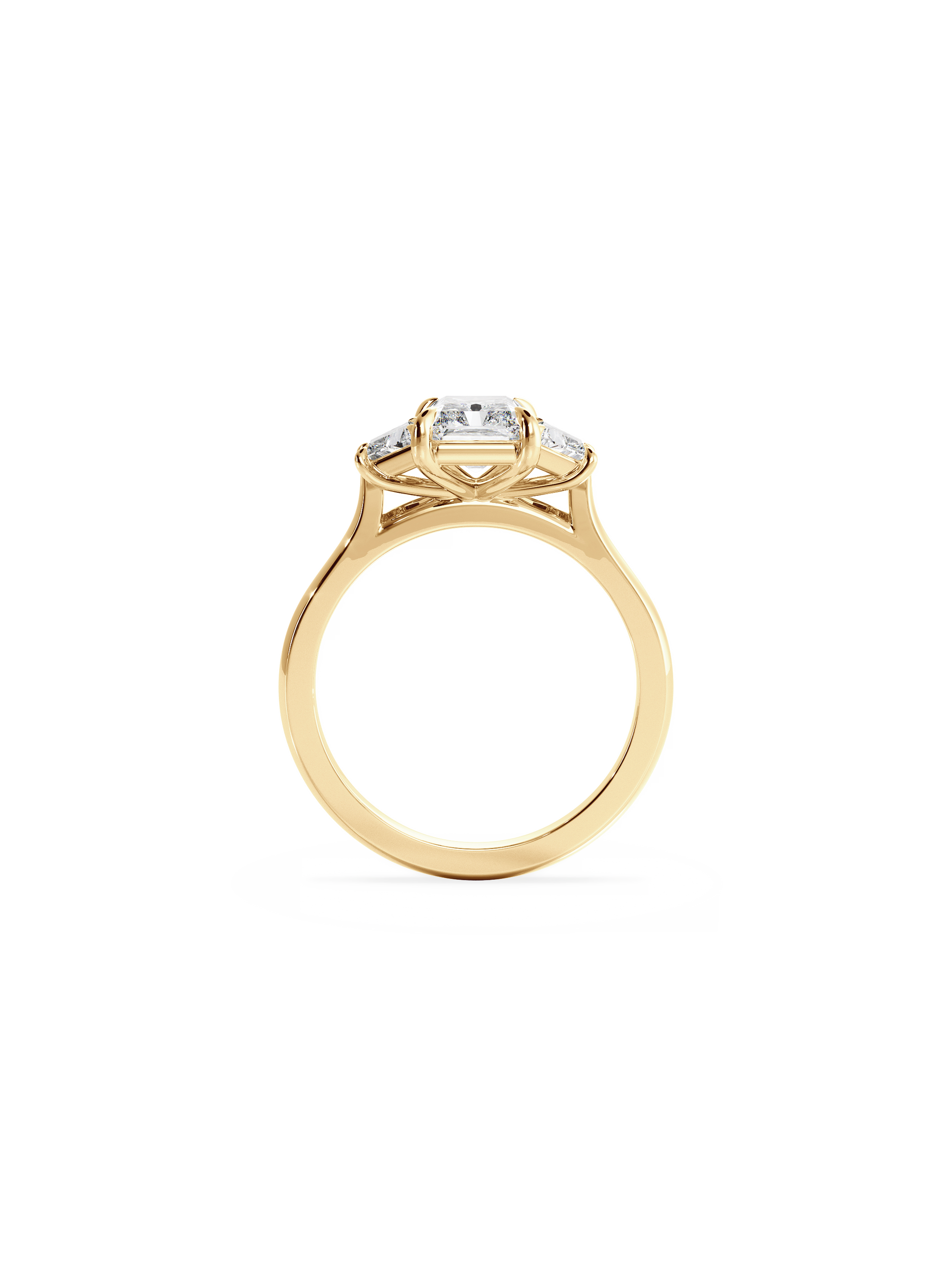 Three Stone-Radiant Lab Grown Diamond Engagement Ring