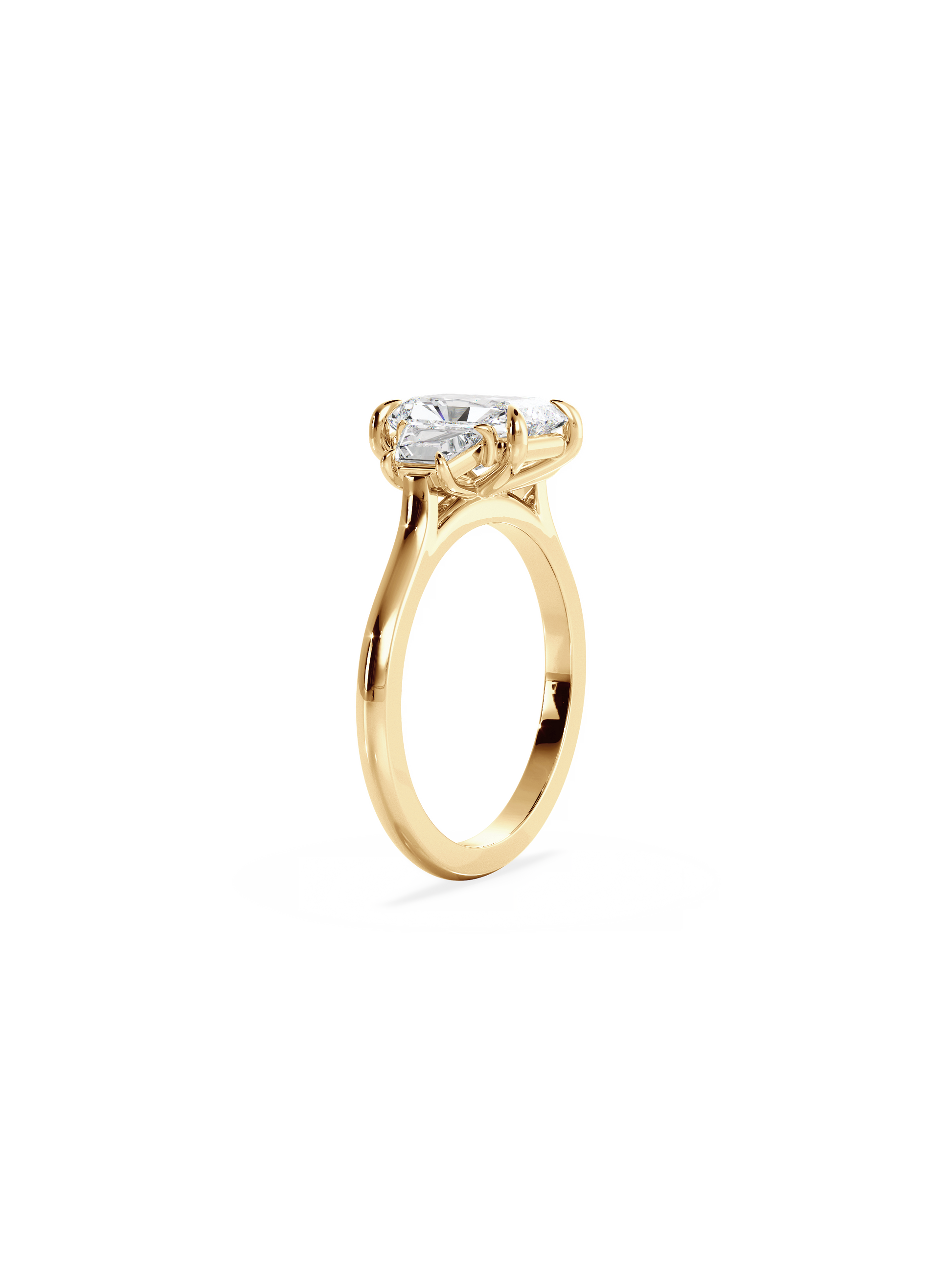 Three Stone-Radiant Lab Grown Diamond Engagement Ring