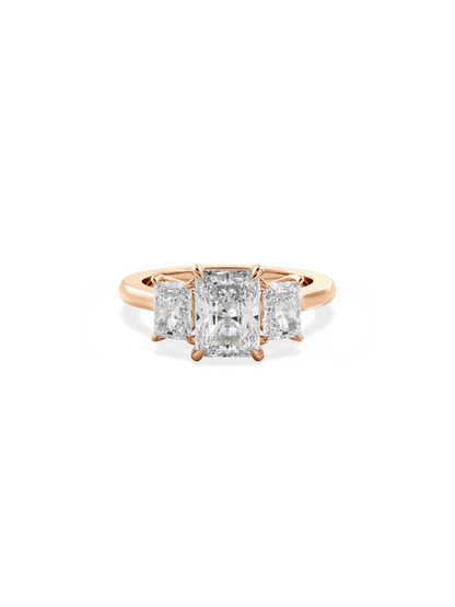 Three Stone-Radiant Lab Grown Diamond Engagement Ring