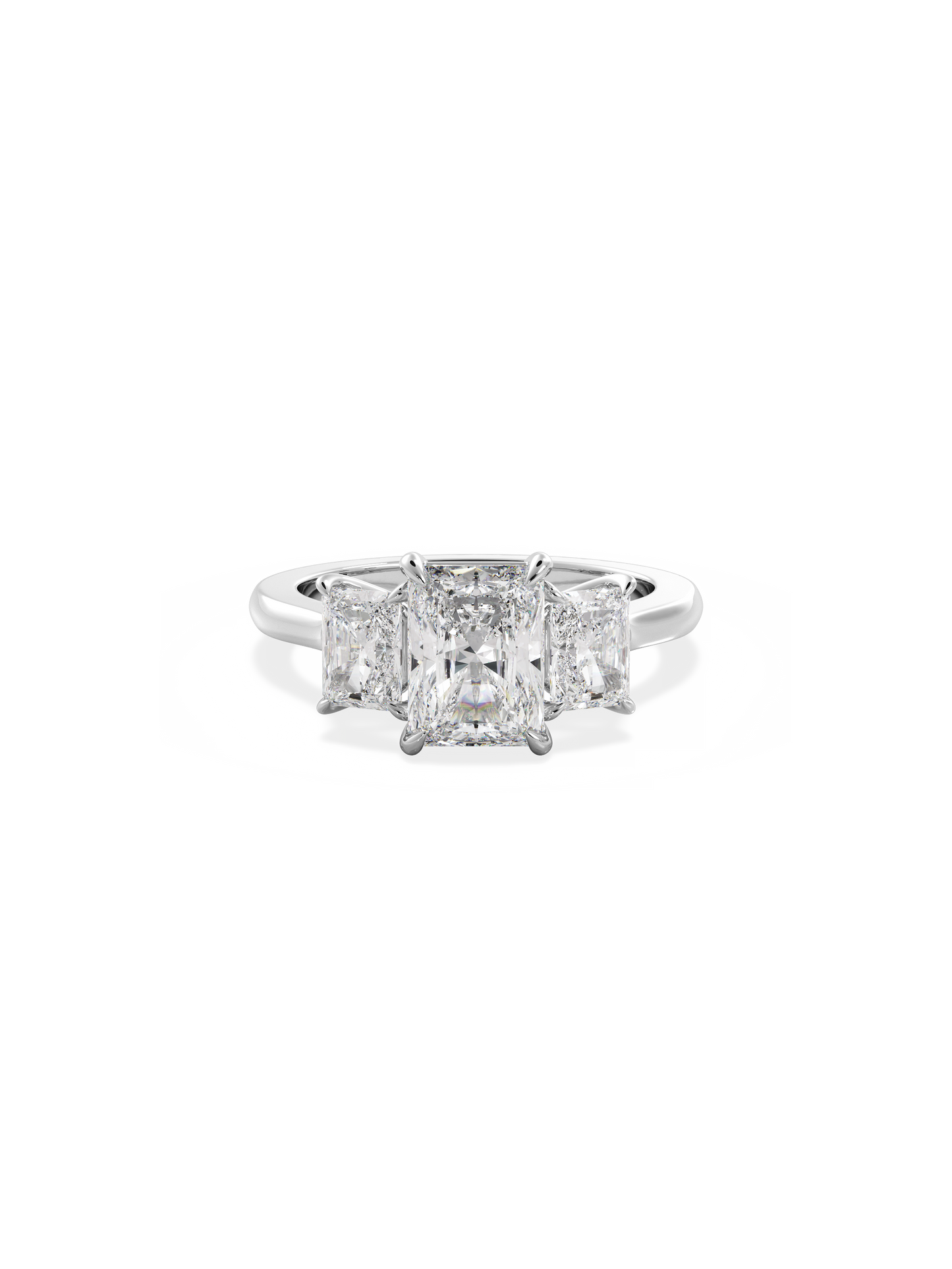 Three Stone-Radiant Lab Grown Diamond Engagement Ring