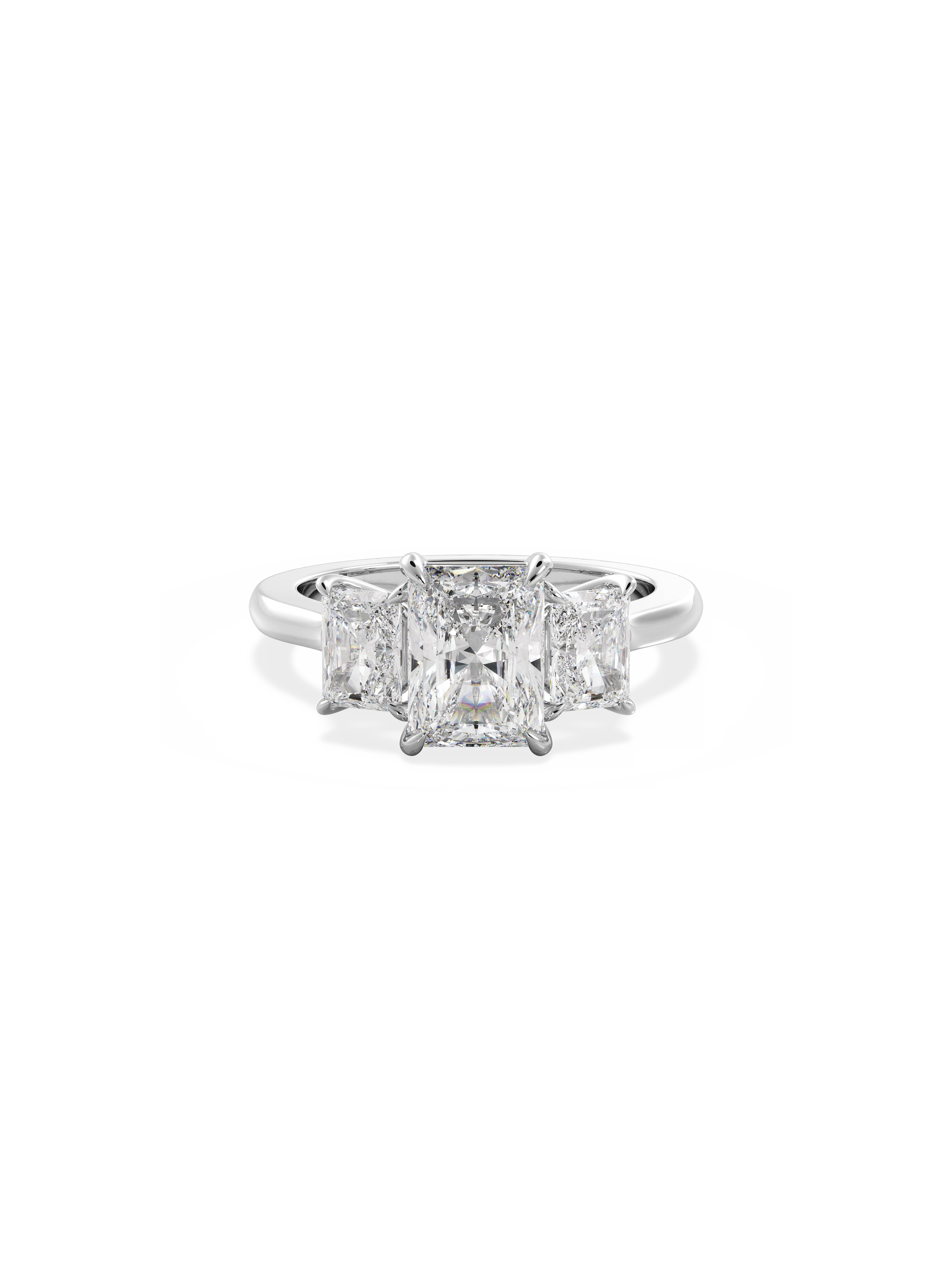 Three Stone-Radiant Lab Grown Diamond Engagement Ring