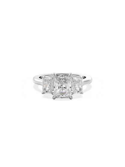 Three Stone-Radiant Lab Grown Diamond Engagement Ring