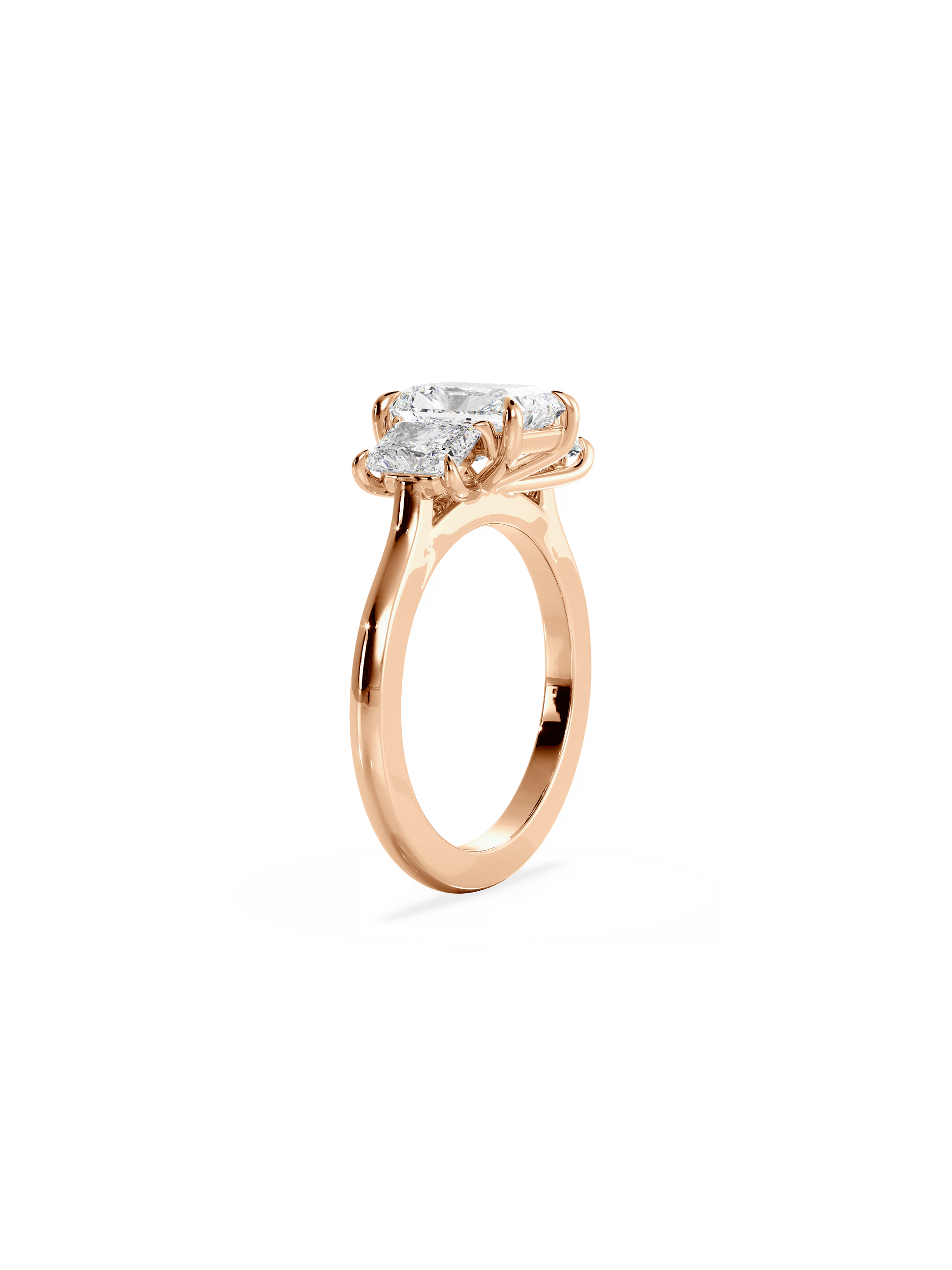 Three Stone-Radiant Lab Grown Diamond Engagement Ring