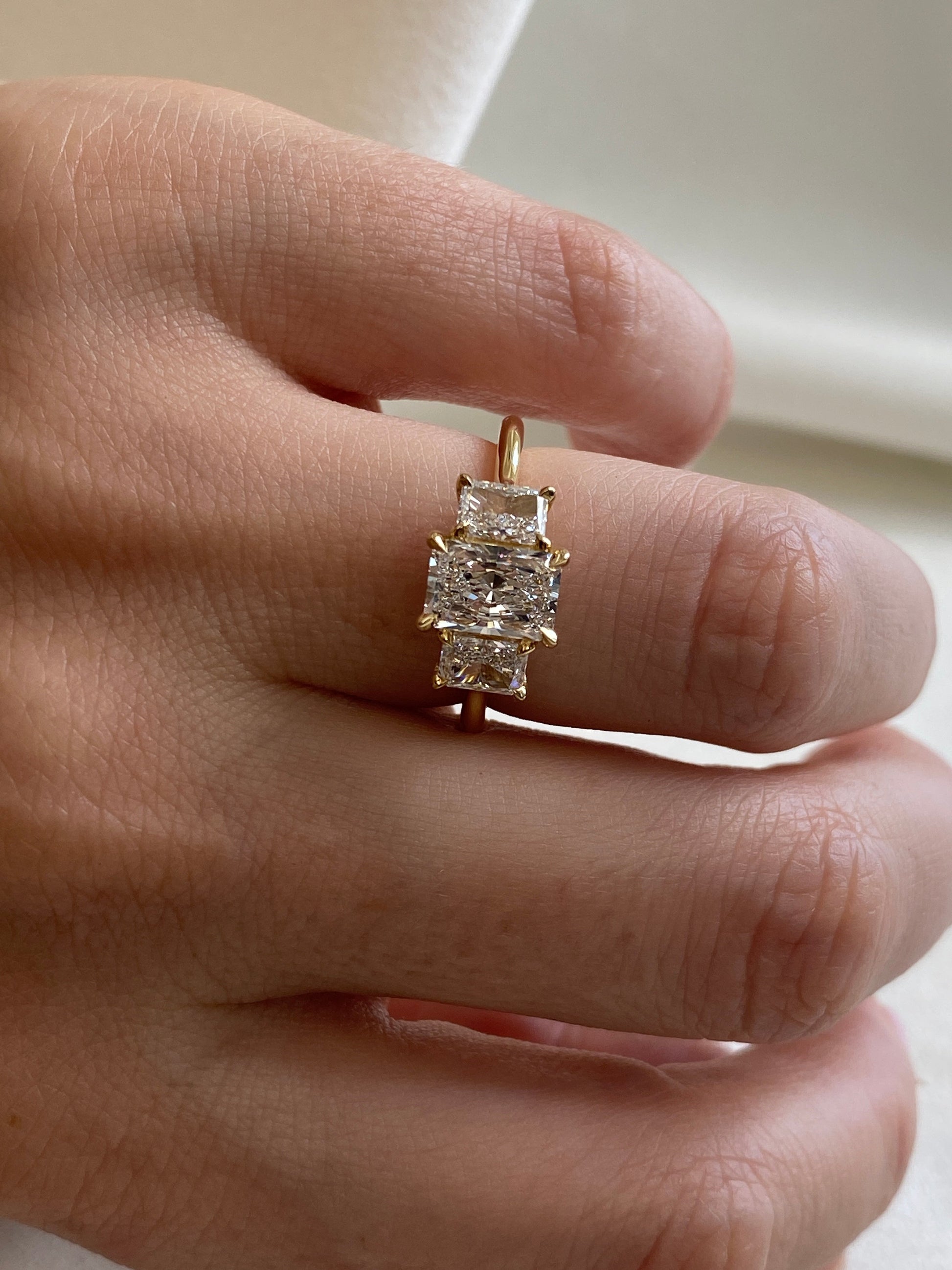 Three Stone-Radiant Lab Grown Diamond Engagement Ring