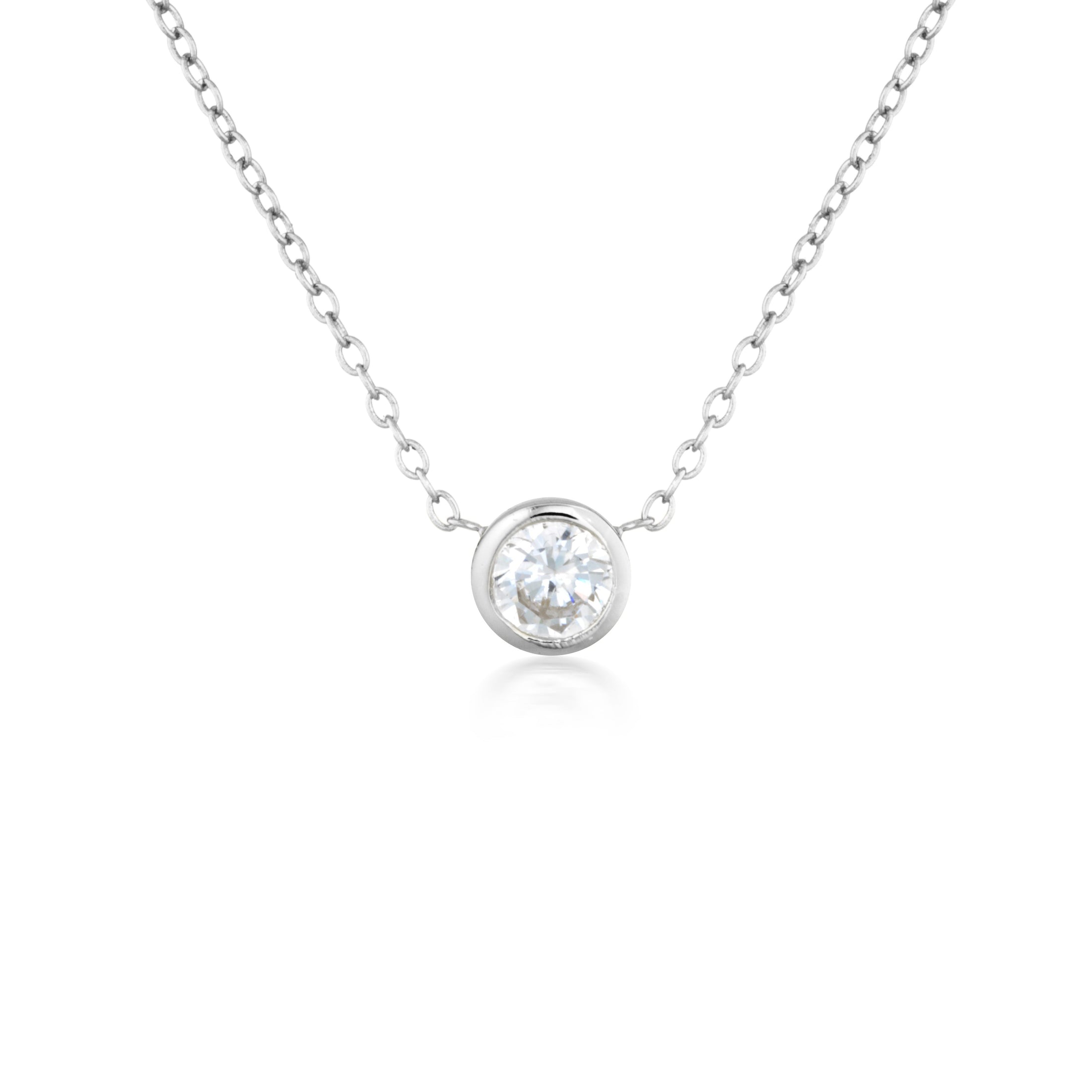 0.40 CT Round Lab-Grown Diamond Bezel Pendant Necklace