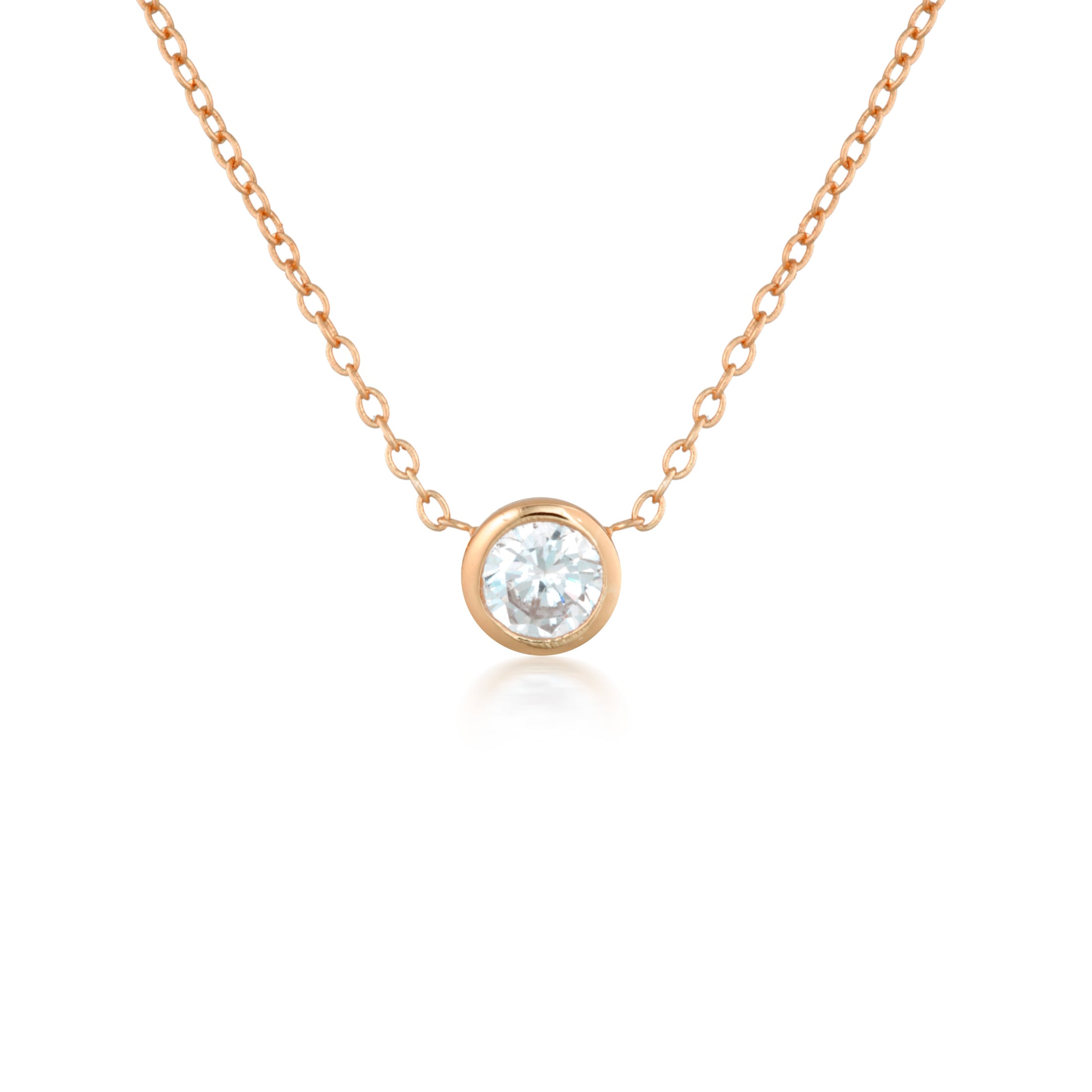 0.40 CT Round Lab-Grown Diamond Bezel Pendant Necklace