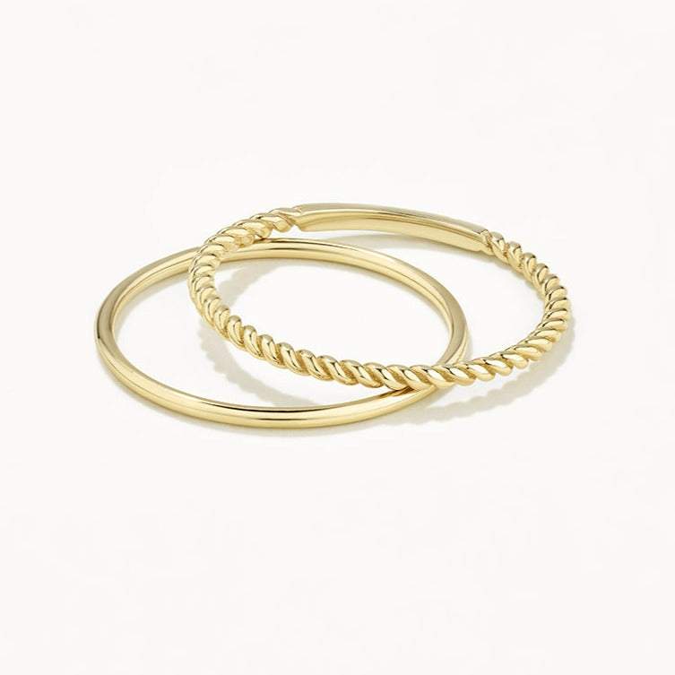 Elegant Gold Twist Ring Duo Set