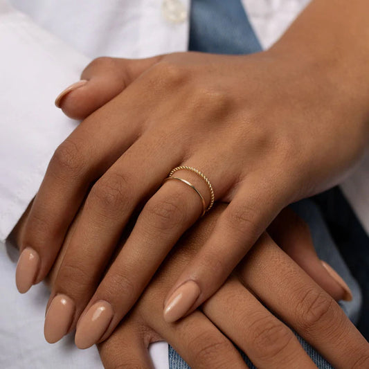 Elegant Gold Twist Ring Duo Set