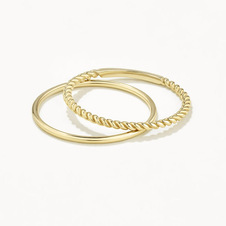 Elegant Gold Twist Ring Duo Set 1