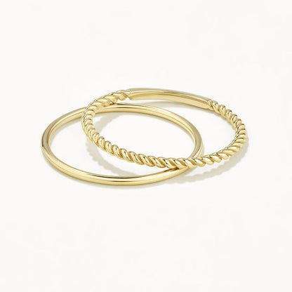 Elegant Gold Twist Ring Duo Set 1