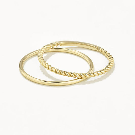 Elegant Gold Twist Ring Duo Set