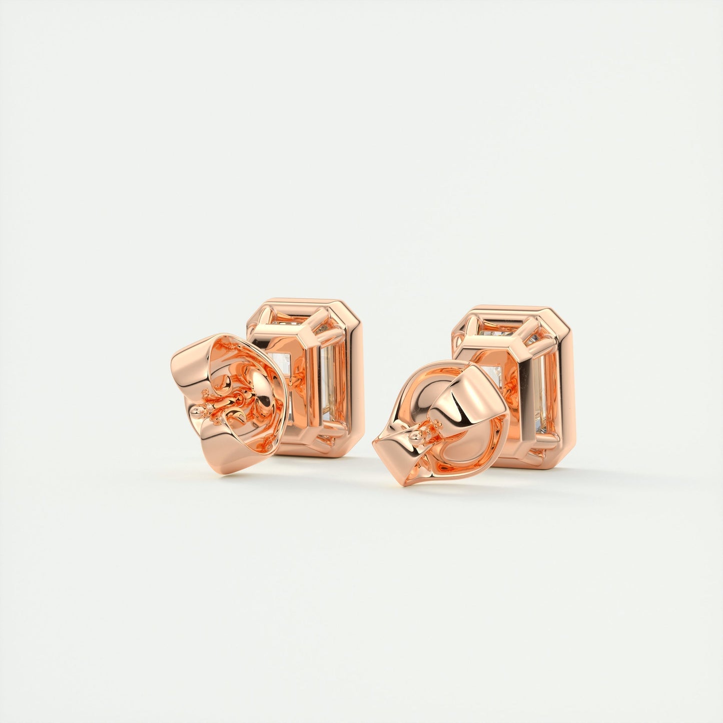 Radiant 1.0 TCW Emerald-Cut Lab Grown Diamond Stud Earrings 8