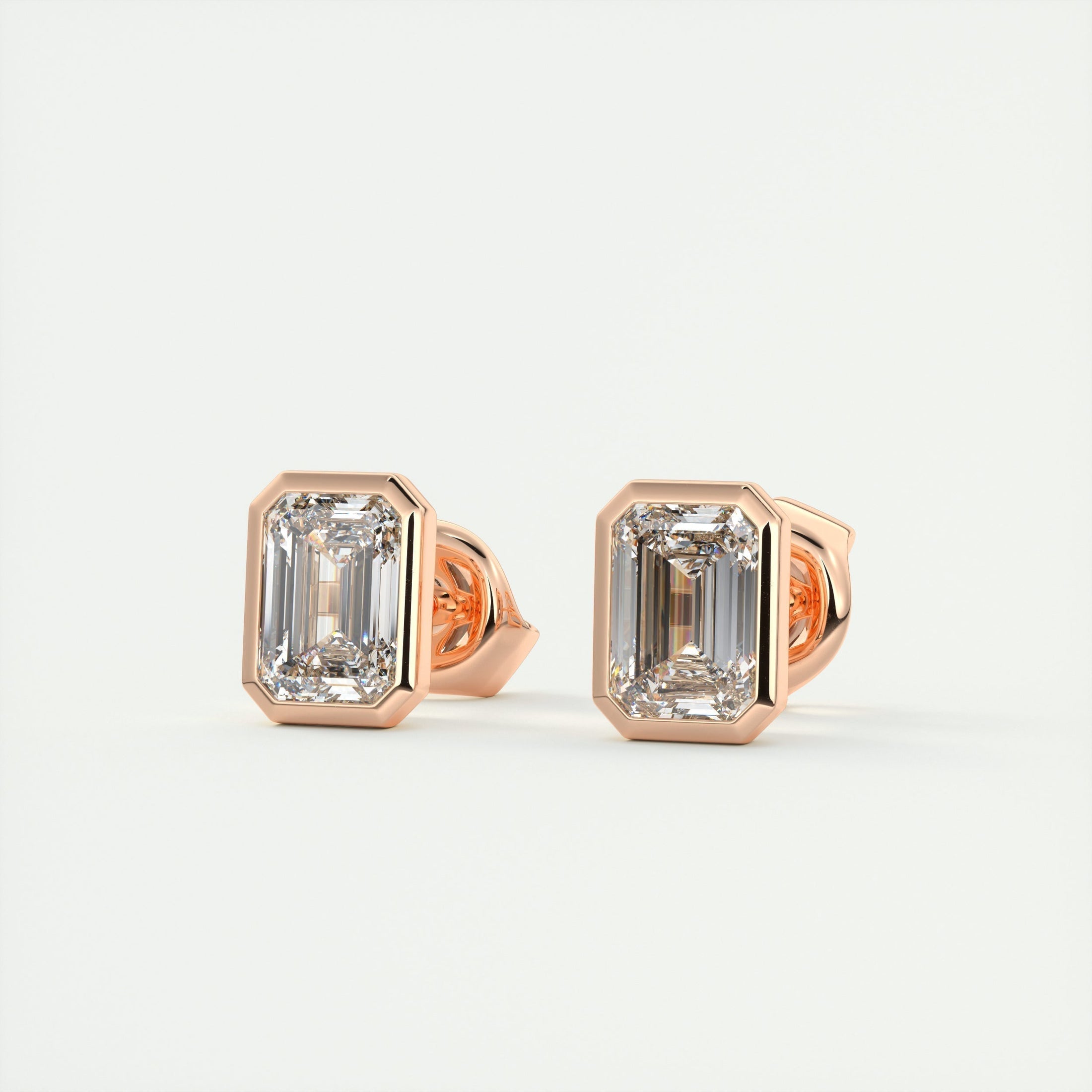 Radiant 1.0 TCW Emerald-Cut Lab Grown Diamond Stud Earrings