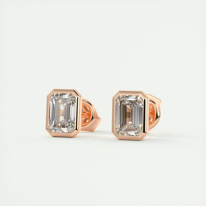 Radiant 1.0 TCW Emerald-Cut Lab Grown Diamond Stud Earrings 6