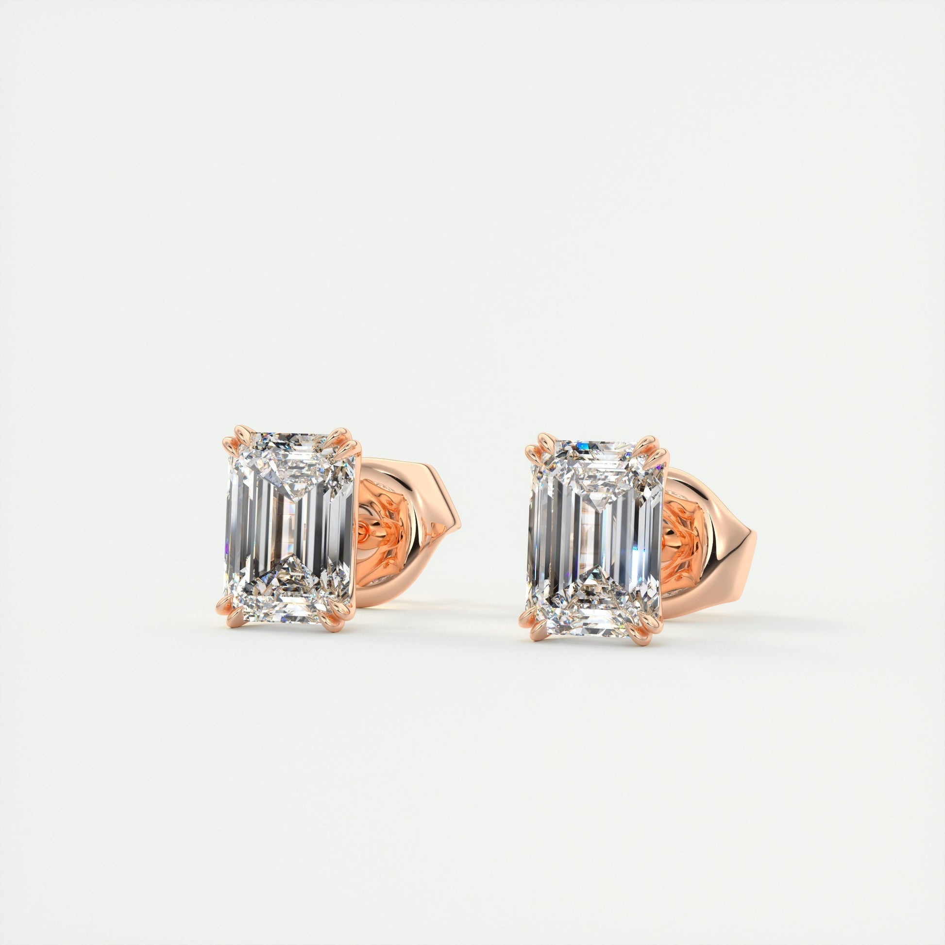 1.0 TCW Emerald Cut Lab Grown Diamond Solitaire Stud Earrings 5