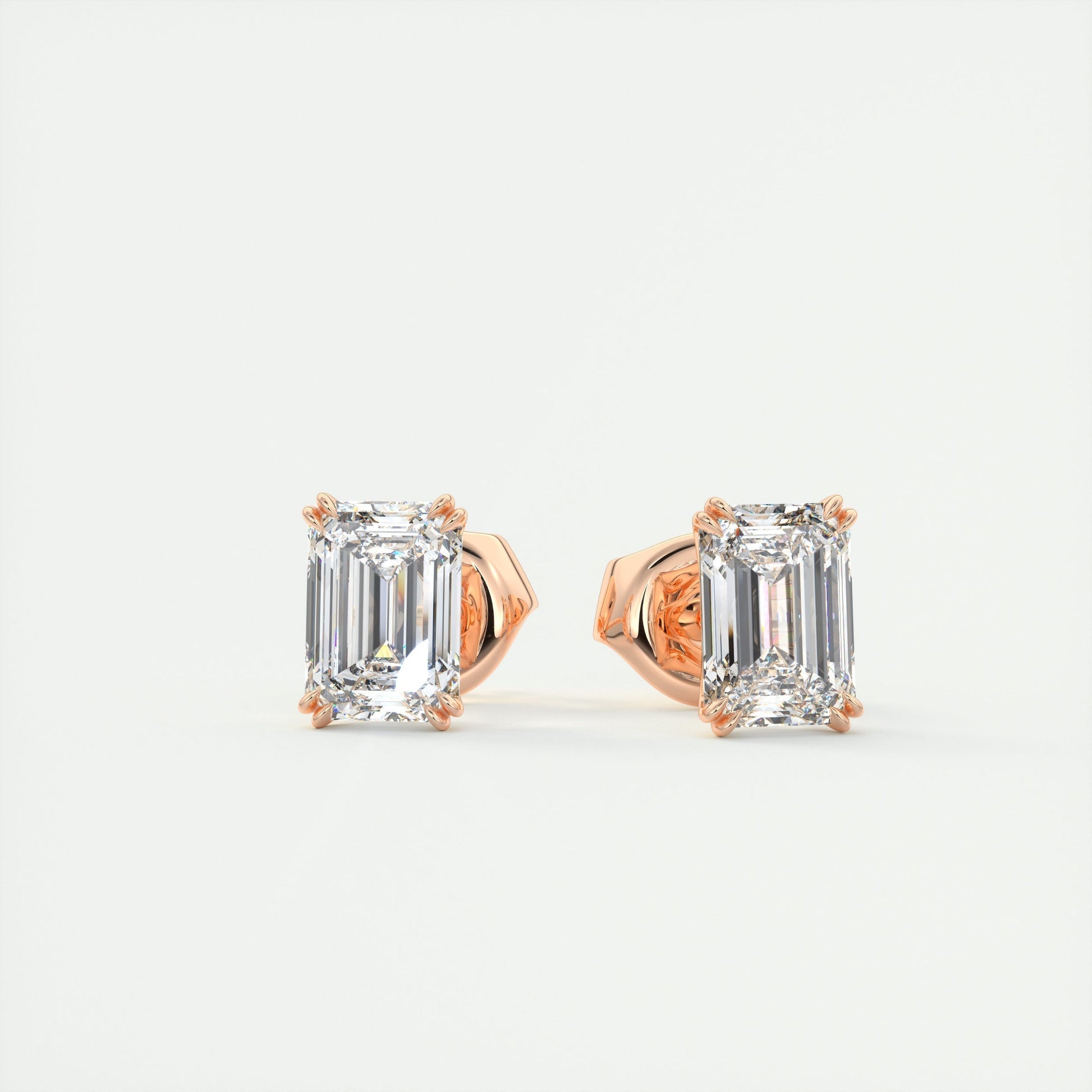 1.0 TCW Emerald Cut Lab Grown Diamond Solitaire Stud Earrings 6
