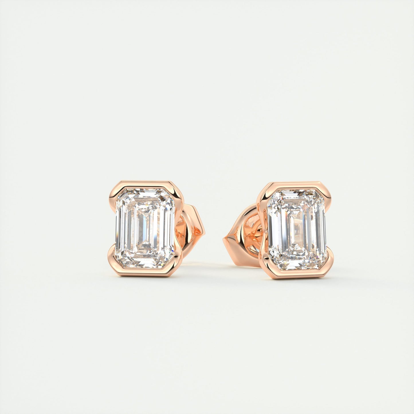 1.0 Carat Emerald-Cut Lab Grown Diamond Solitaire Earrings 6