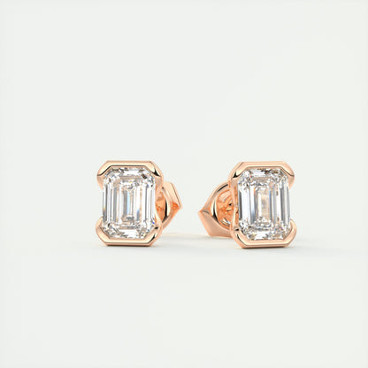 1.0 Carat Emerald-Cut Lab Grown Diamond Solitaire Earrings 6
