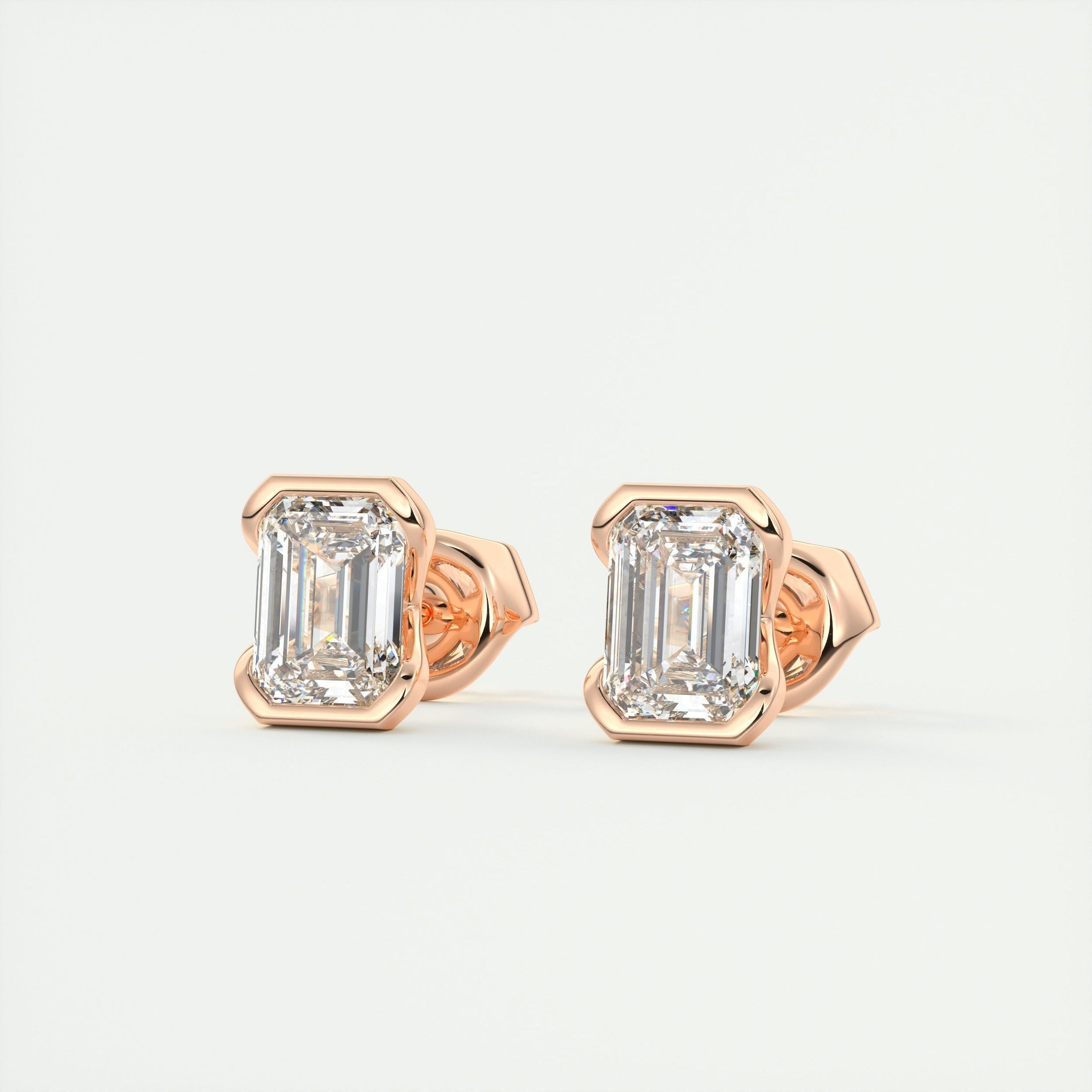 1.0 Carat Emerald-Cut Lab Grown Diamond Solitaire Earrings