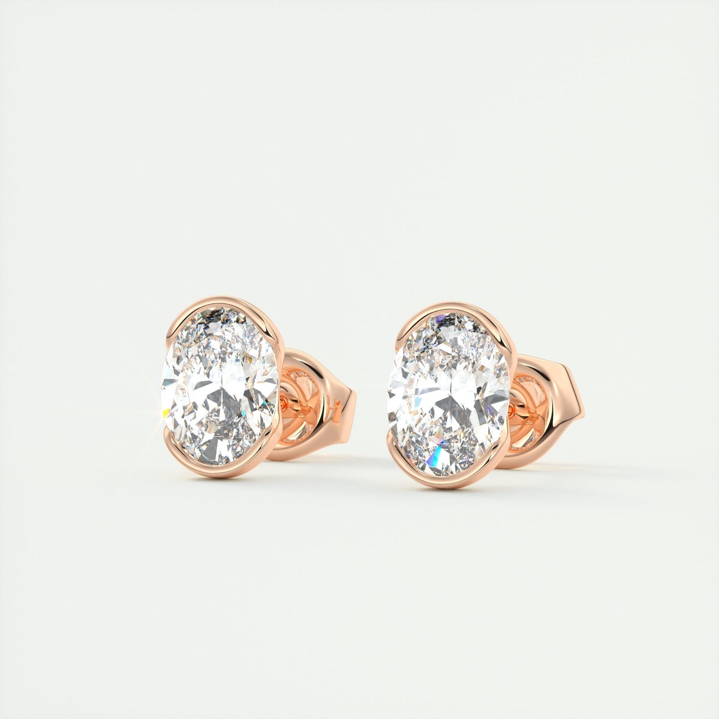 1.0 TCW Oval Lab Grown Diamond Solitaire Studs 5