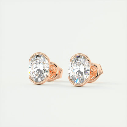 1.0 TCW Oval Lab Grown Diamond Solitaire Studs 5