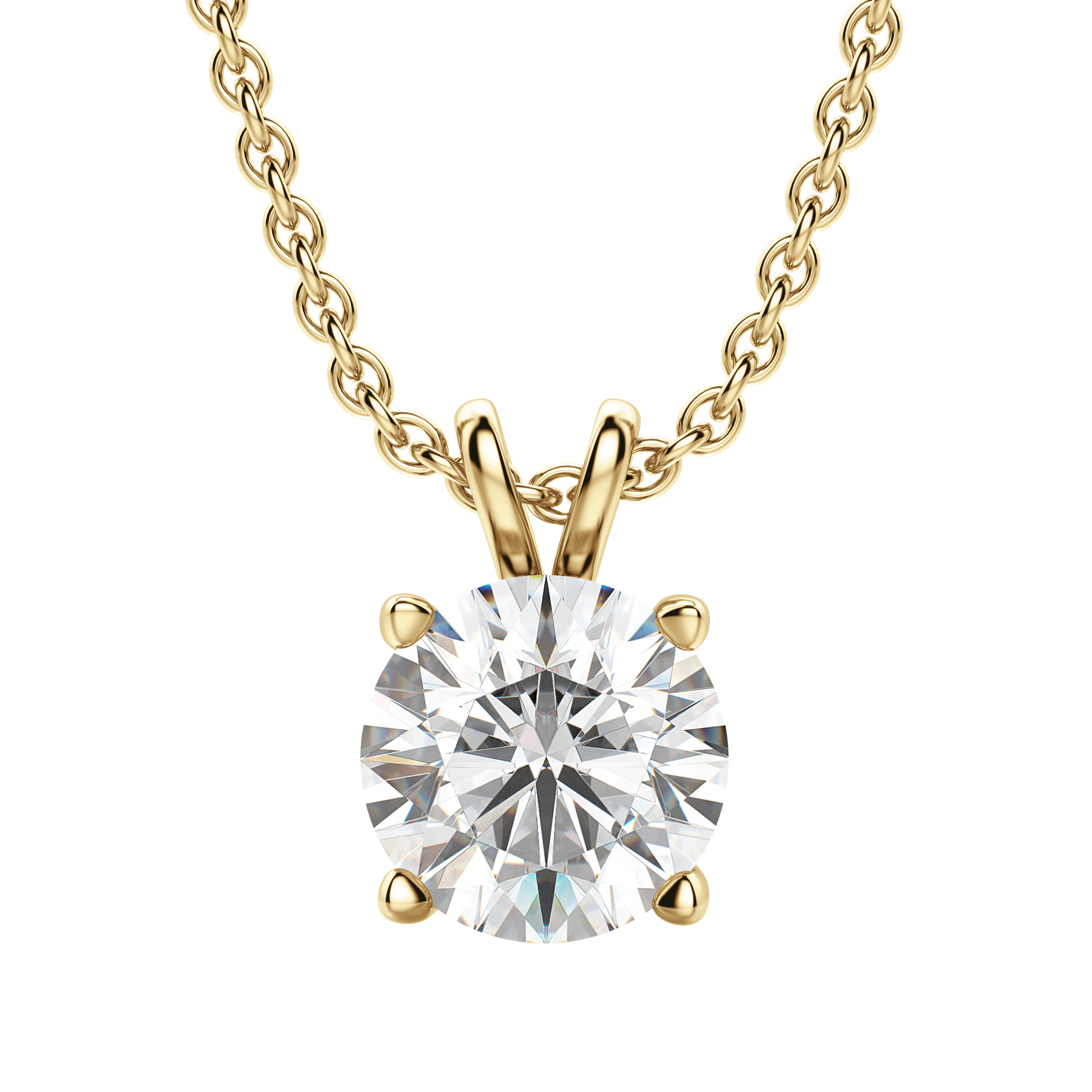 1.0 CT Round Lab-Grown Diamond Solitaire Pendant Necklace in Gold 9