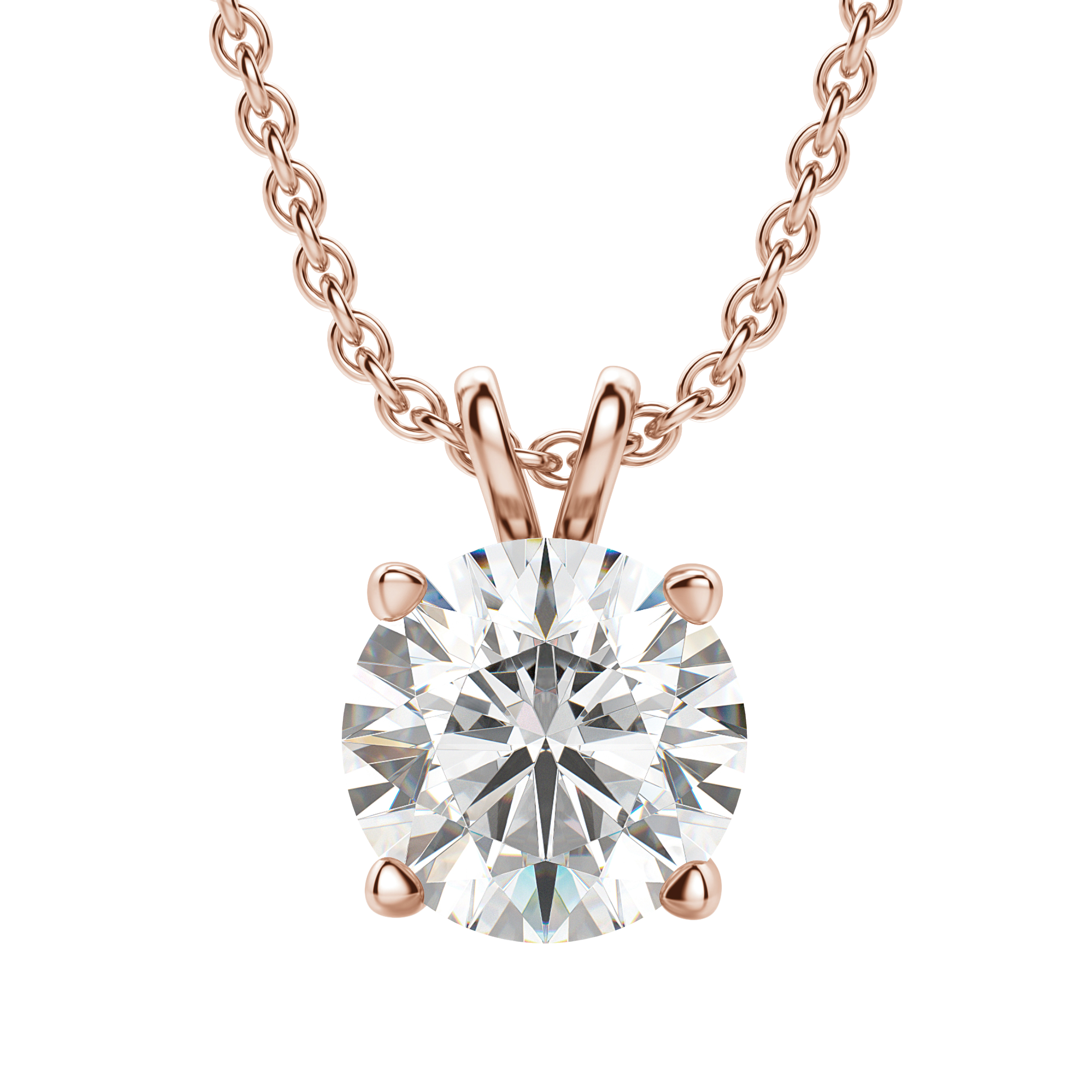 1.0 CT Round Lab-Grown Diamond Solitaire Pendant Necklace in Gold