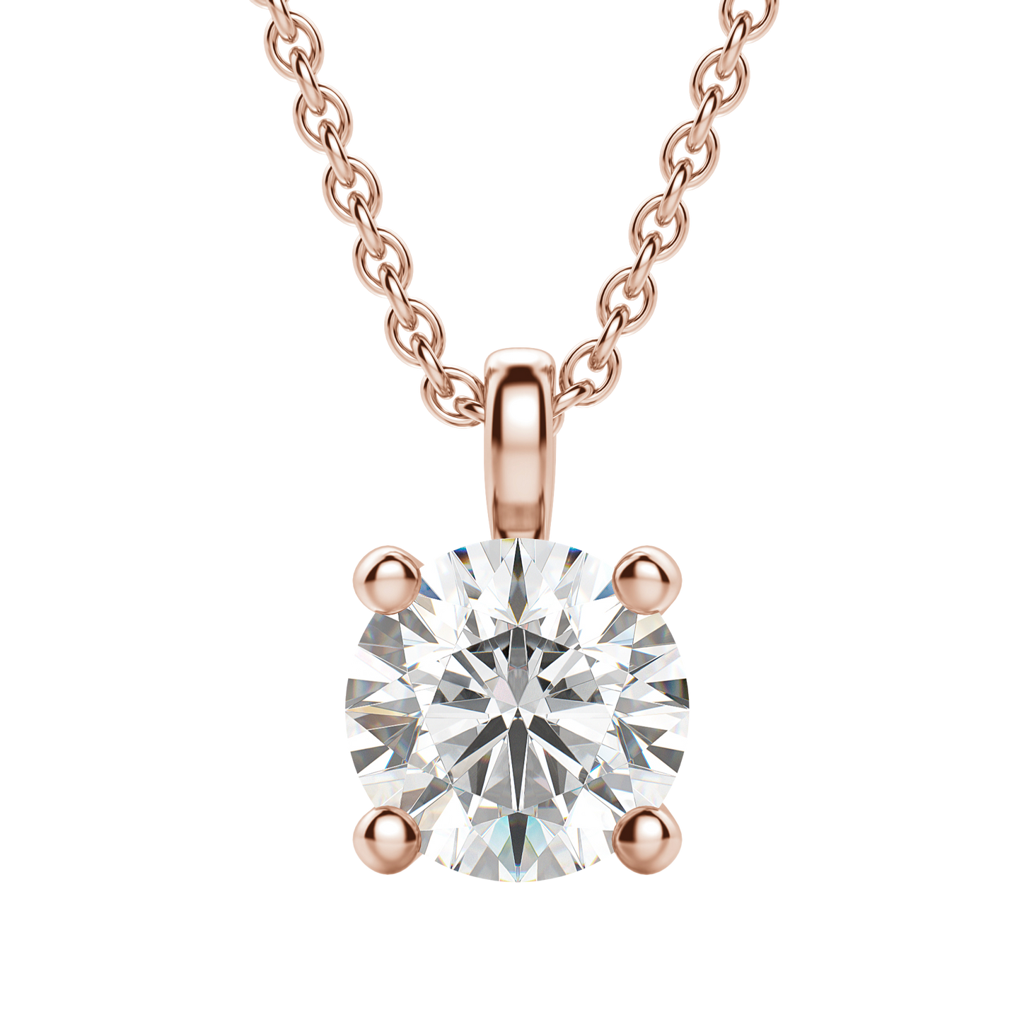Radiant Elegance: 0.75 CT Round Lab-Grown Diamond Solitaire Necklace 9