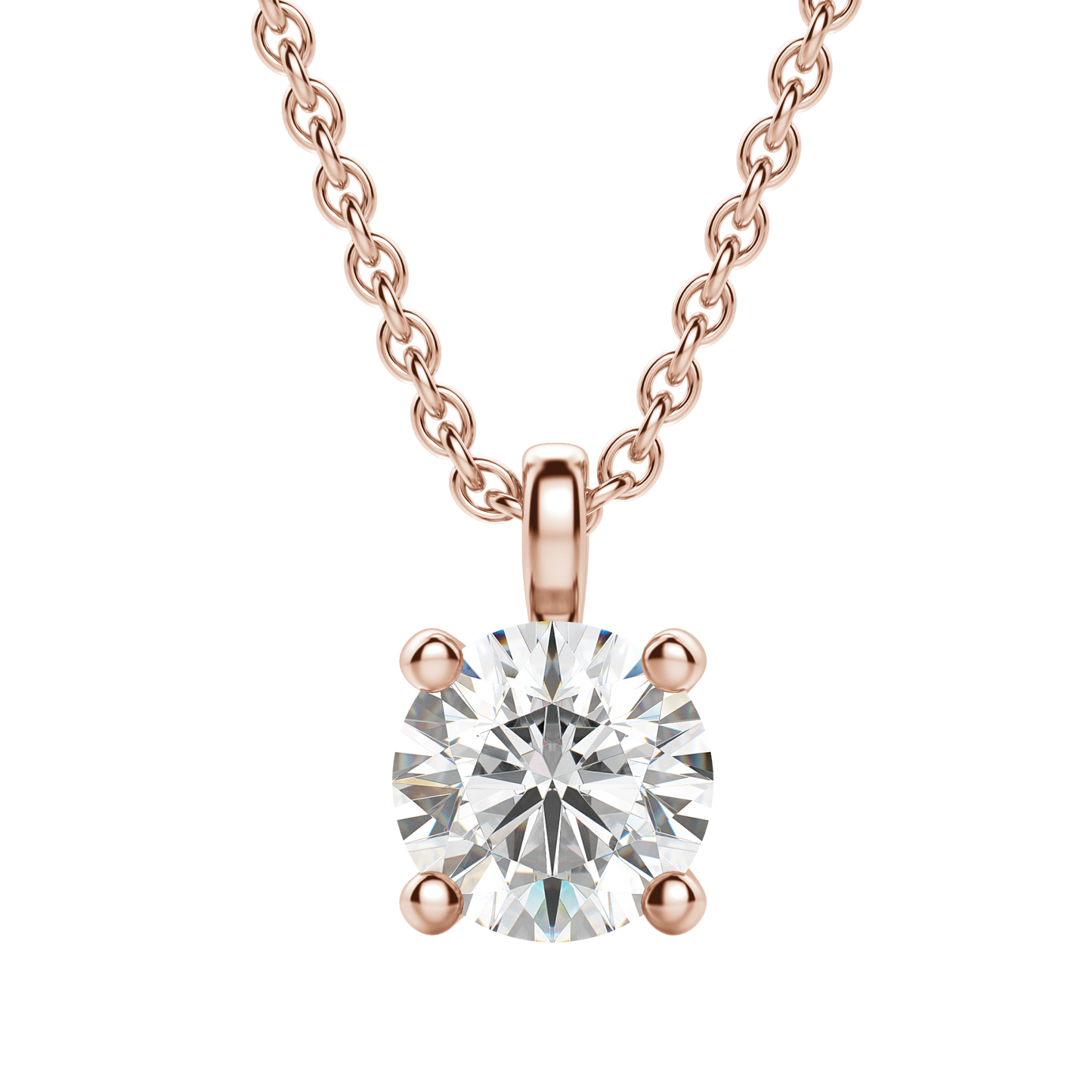 Radiant Elegance: 0.75 CT Round Lab-Grown Diamond Solitaire Necklace 7