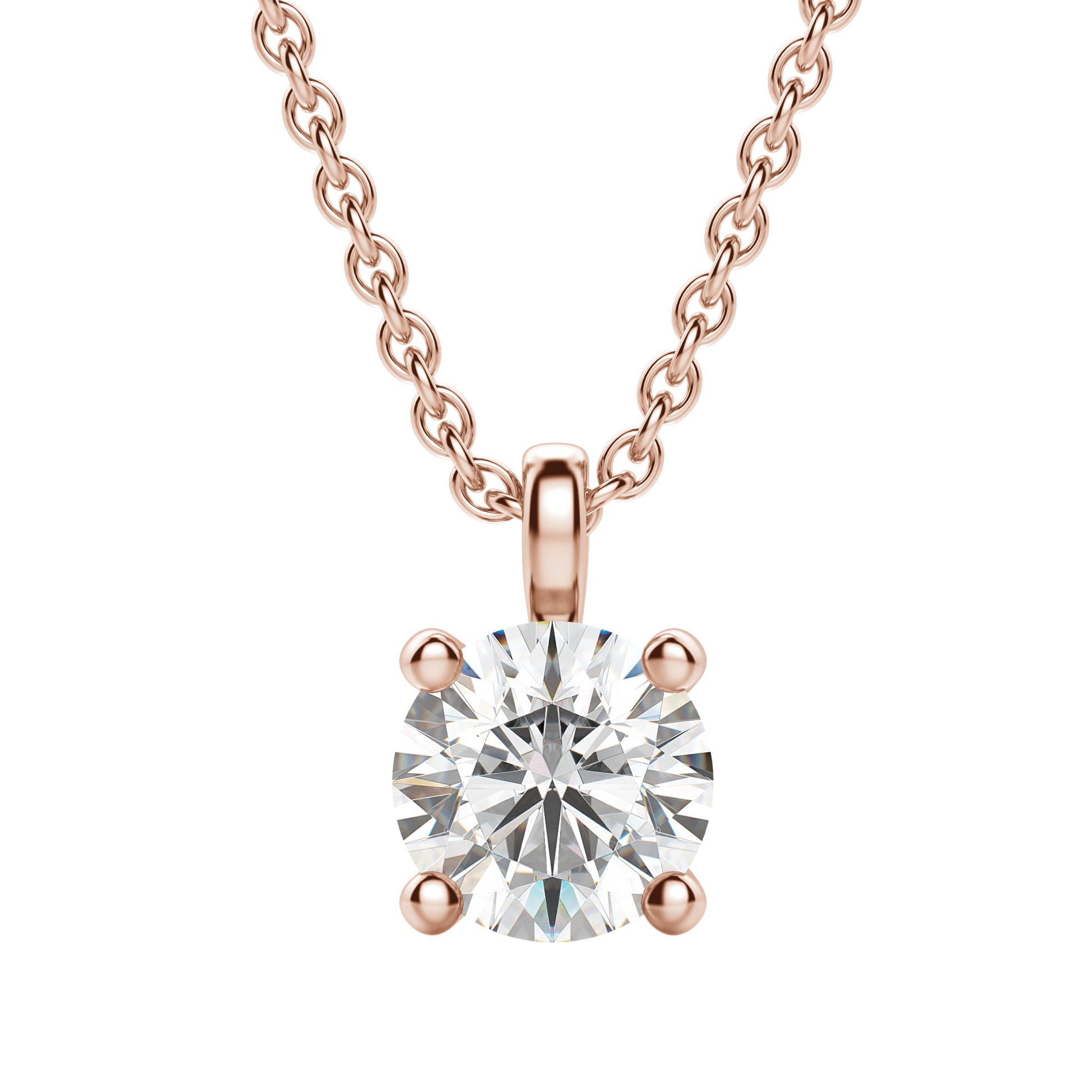 Radiant Elegance: 0.75 CT Round Lab-Grown Diamond Solitaire Necklace 7