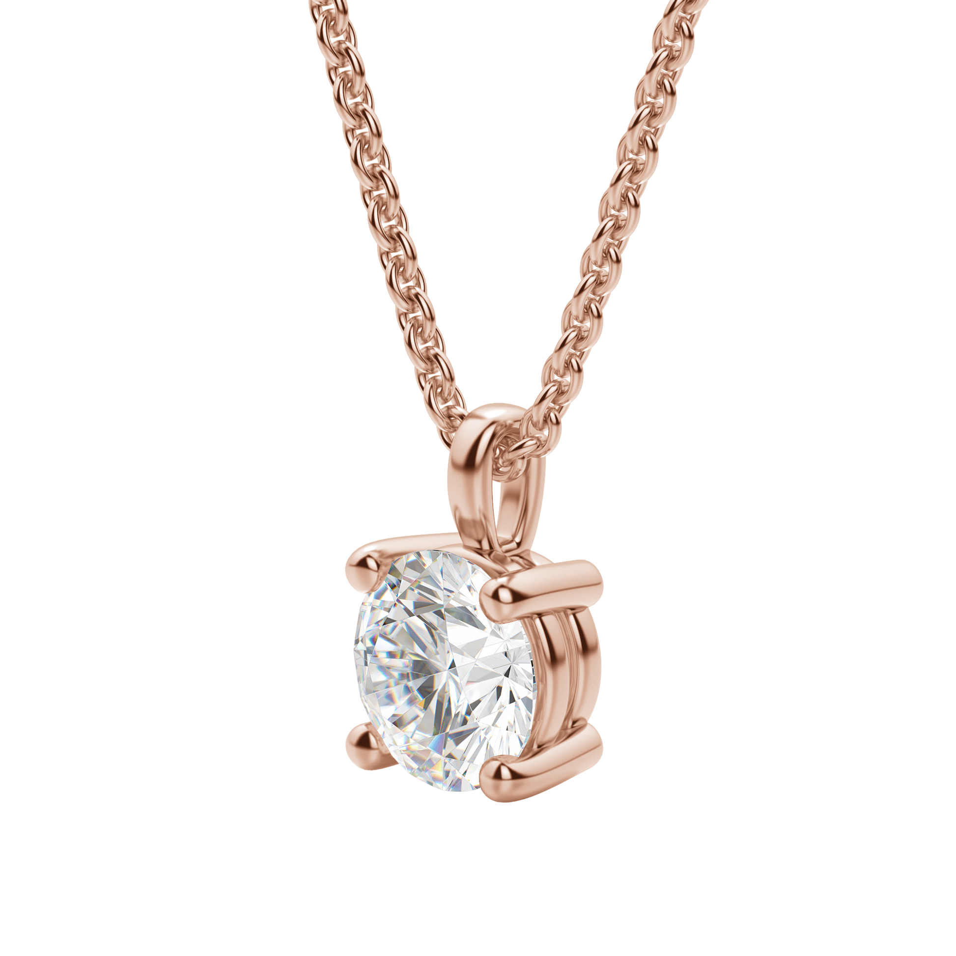 Radiant Elegance: 0.75 CT Round Lab-Grown Diamond Solitaire Necklace 8