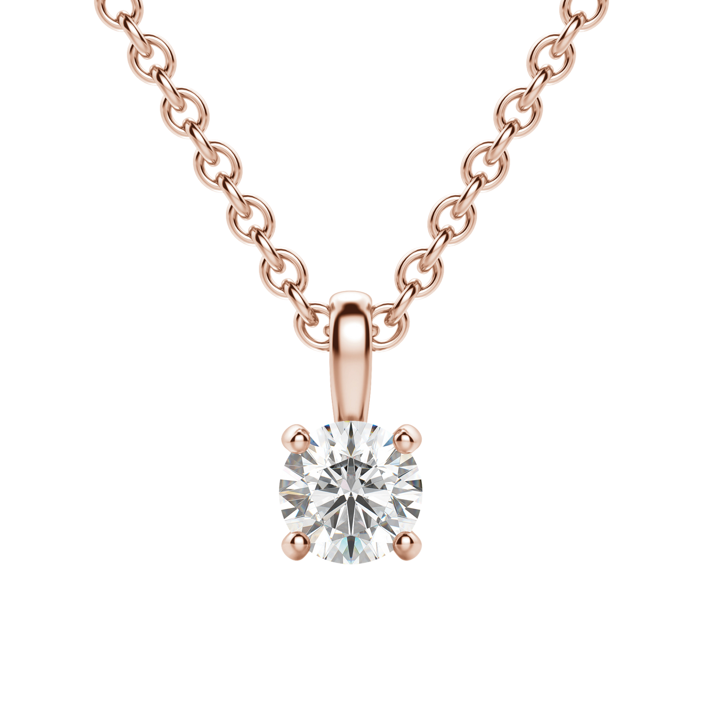 Radiant Elegance: 0.75 CT Round Lab-Grown Diamond Solitaire Necklace 14