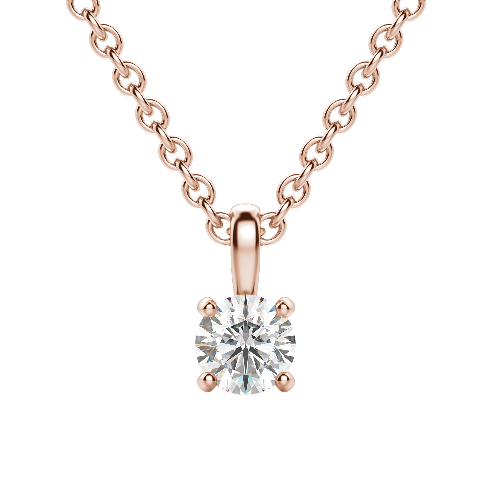Radiant Elegance: 0.75 CT Round Lab-Grown Diamond Solitaire Necklace 14