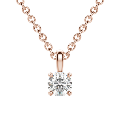 Radiant Elegance: 0.75 CT Round Lab-Grown Diamond Solitaire Necklace 14