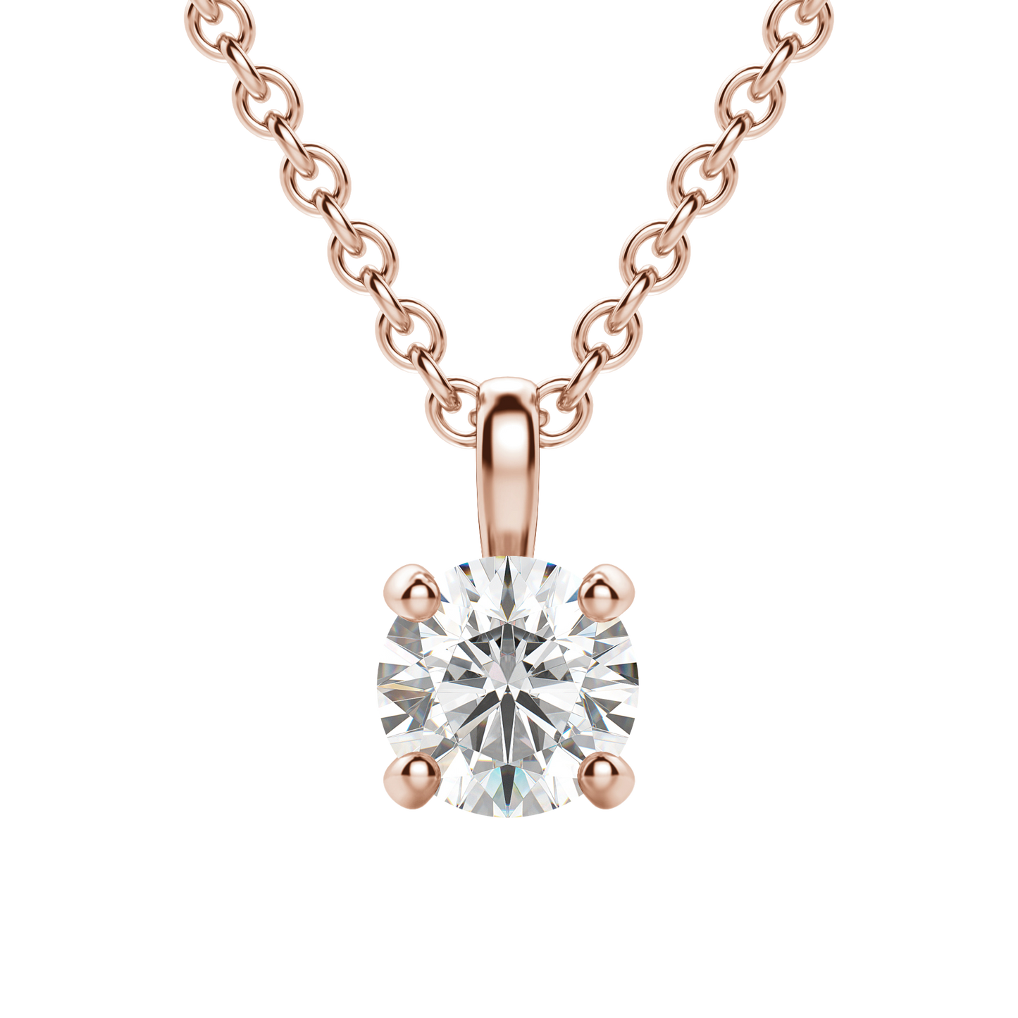 Radiant Elegance: 0.75 CT Round Lab-Grown Diamond Solitaire Necklace 15