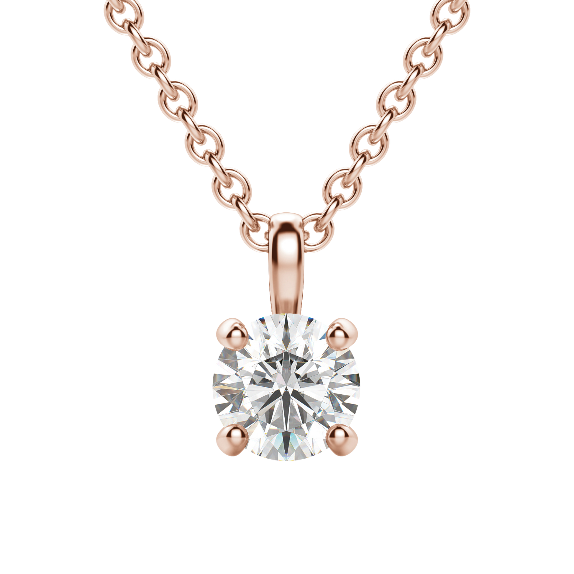 Radiant Elegance: 0.75 CT Round Lab-Grown Diamond Solitaire Necklace 15