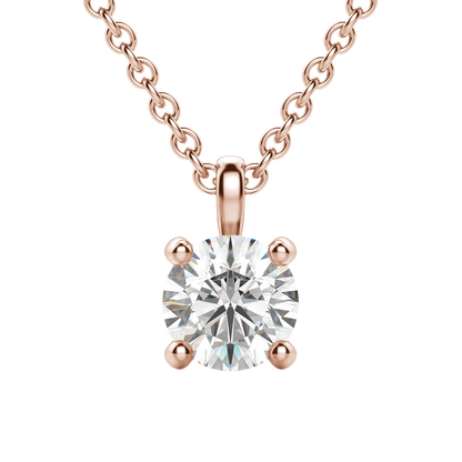 Radiant Elegance: 0.75 CT Round Lab-Grown Diamond Solitaire Necklace 10