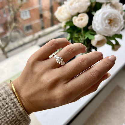 Three Stone-Round Cut Lab Grown Diamond Engagement Ring