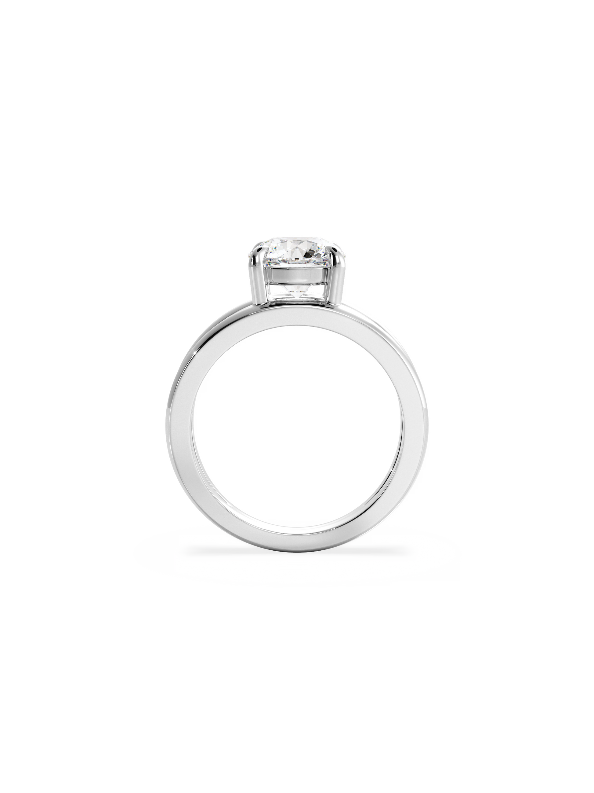 Solitaire & Double Band-Round Lab Grown Diamond Engagement Ring