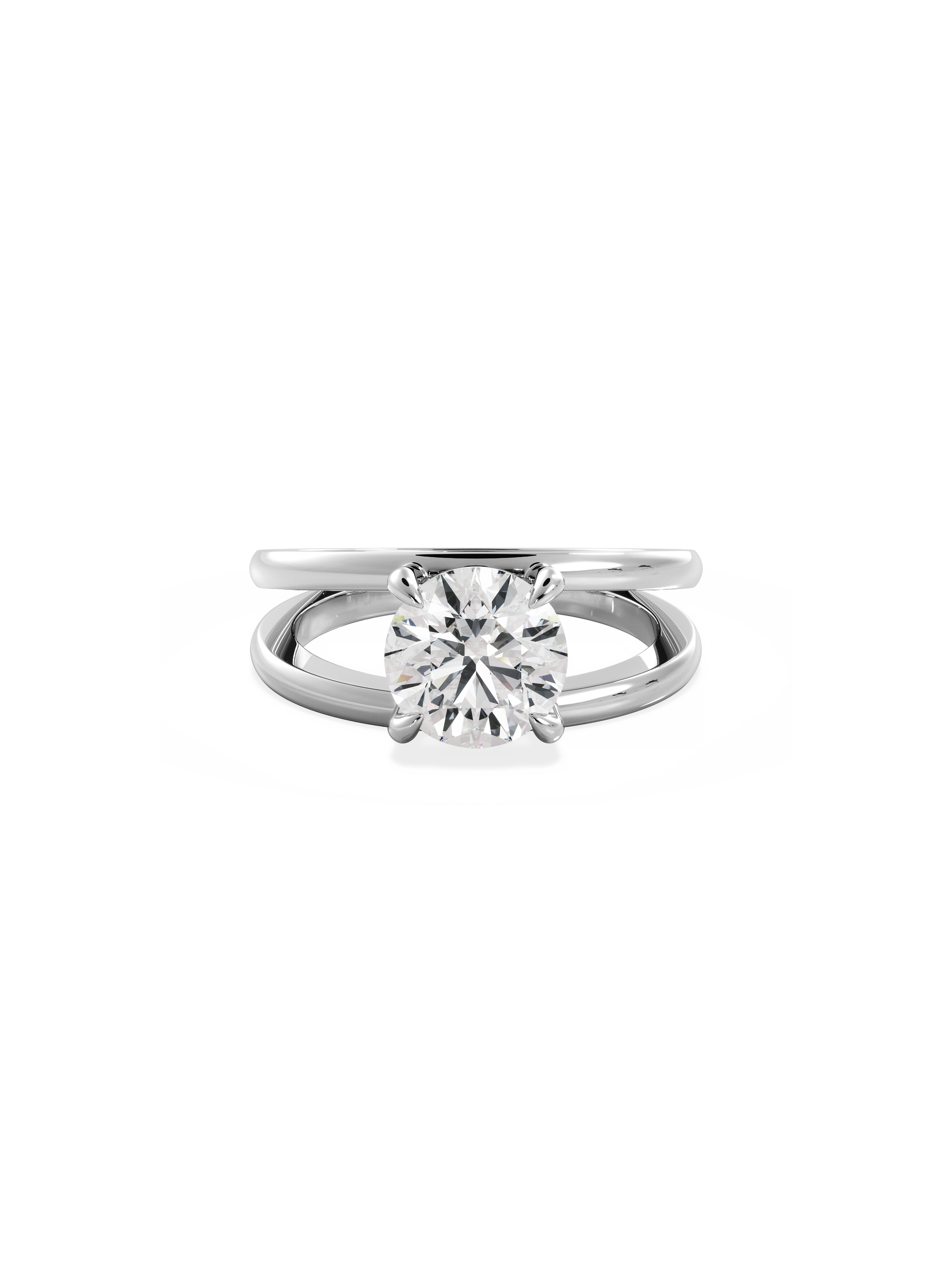Solitaire & Double Band-Round Lab Grown Diamond Engagement Ring