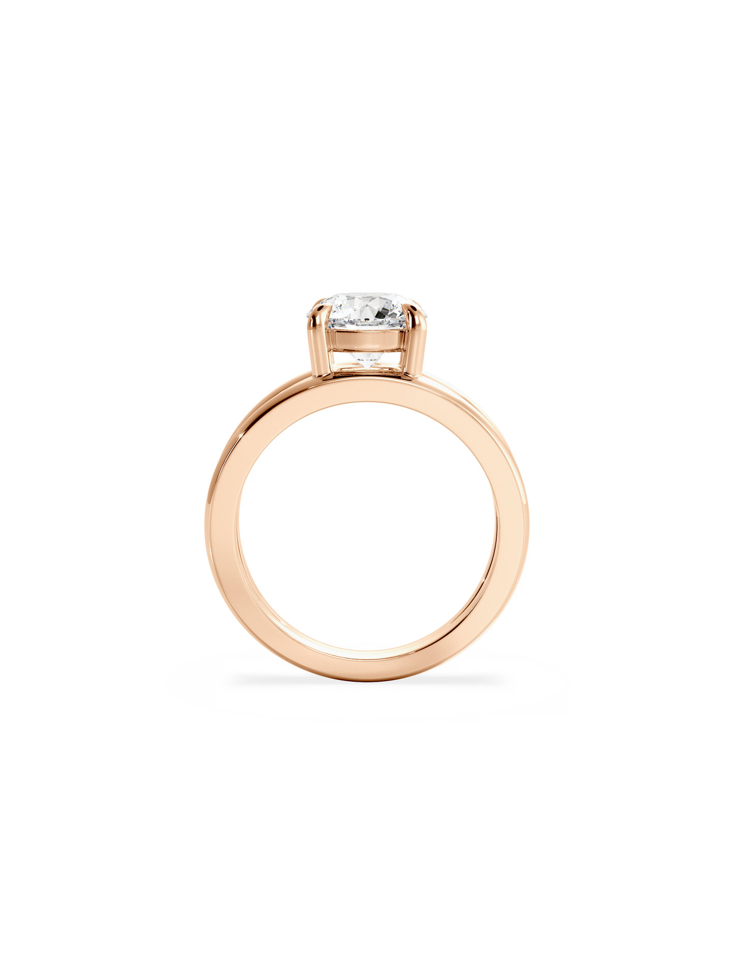 Solitaire & Double Band-Round Lab Grown Diamond Engagement Ring