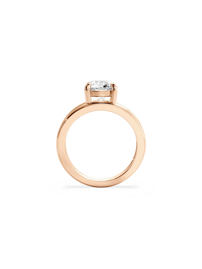 Solitaire & Double Band-Round Lab Grown Diamond Engagement Ring