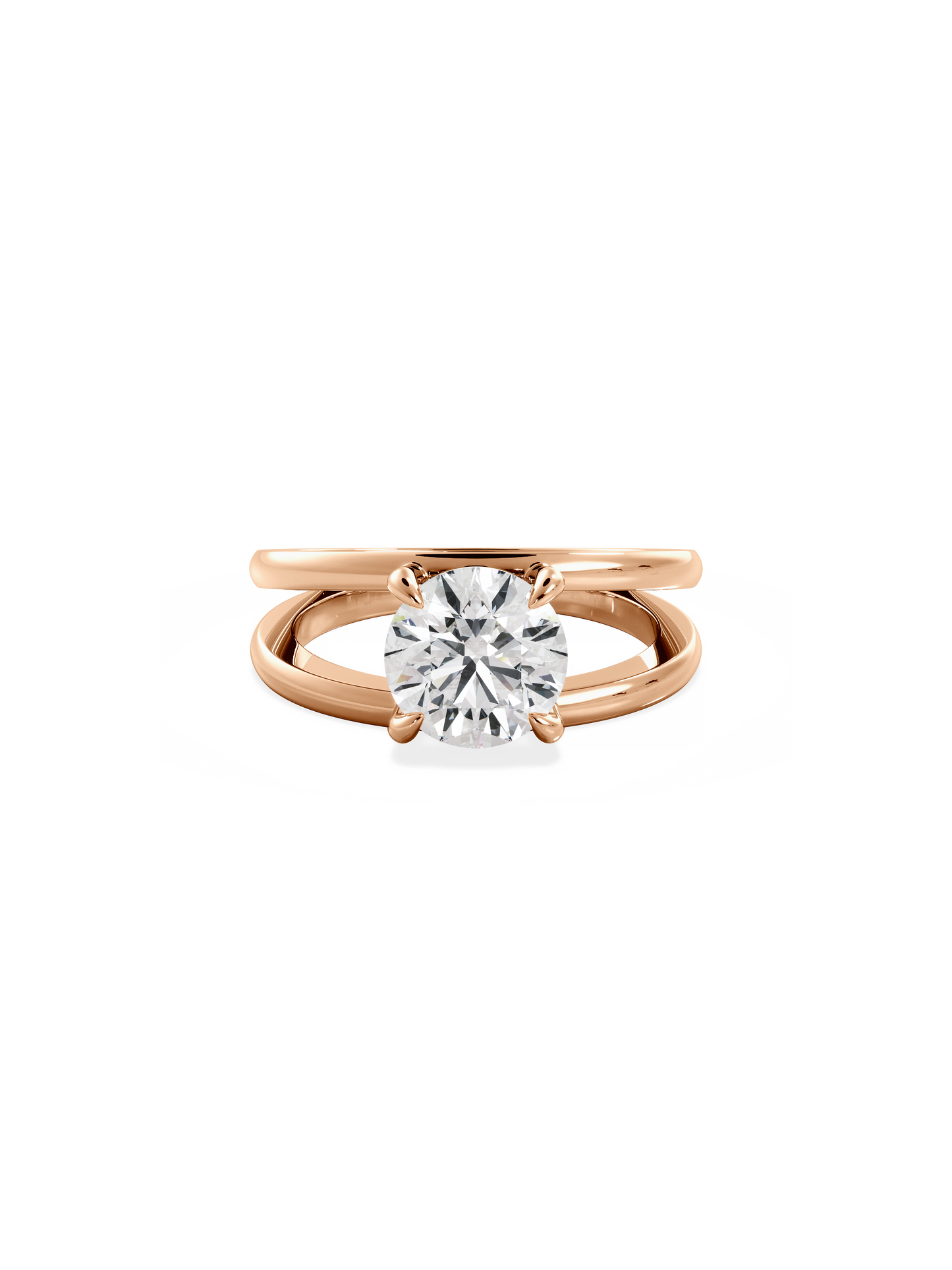Solitaire & Double Band-Round Lab Grown Diamond Engagement Ring