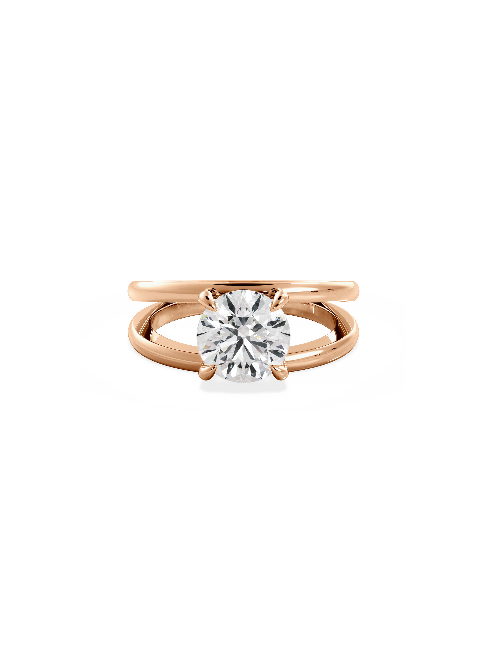 Solitaire & Double Band-Round Lab Grown Diamond Engagement Ring