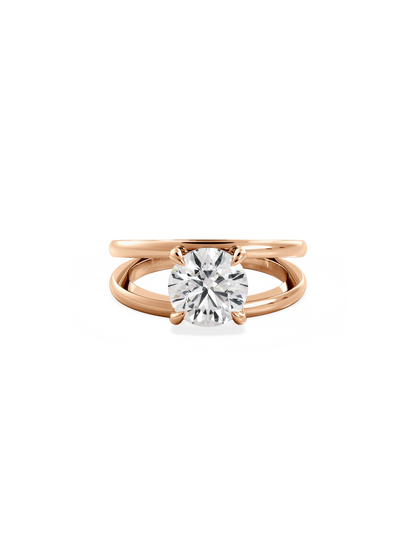 Solitaire & Double Band-Round Lab Grown Diamond Engagement Ring