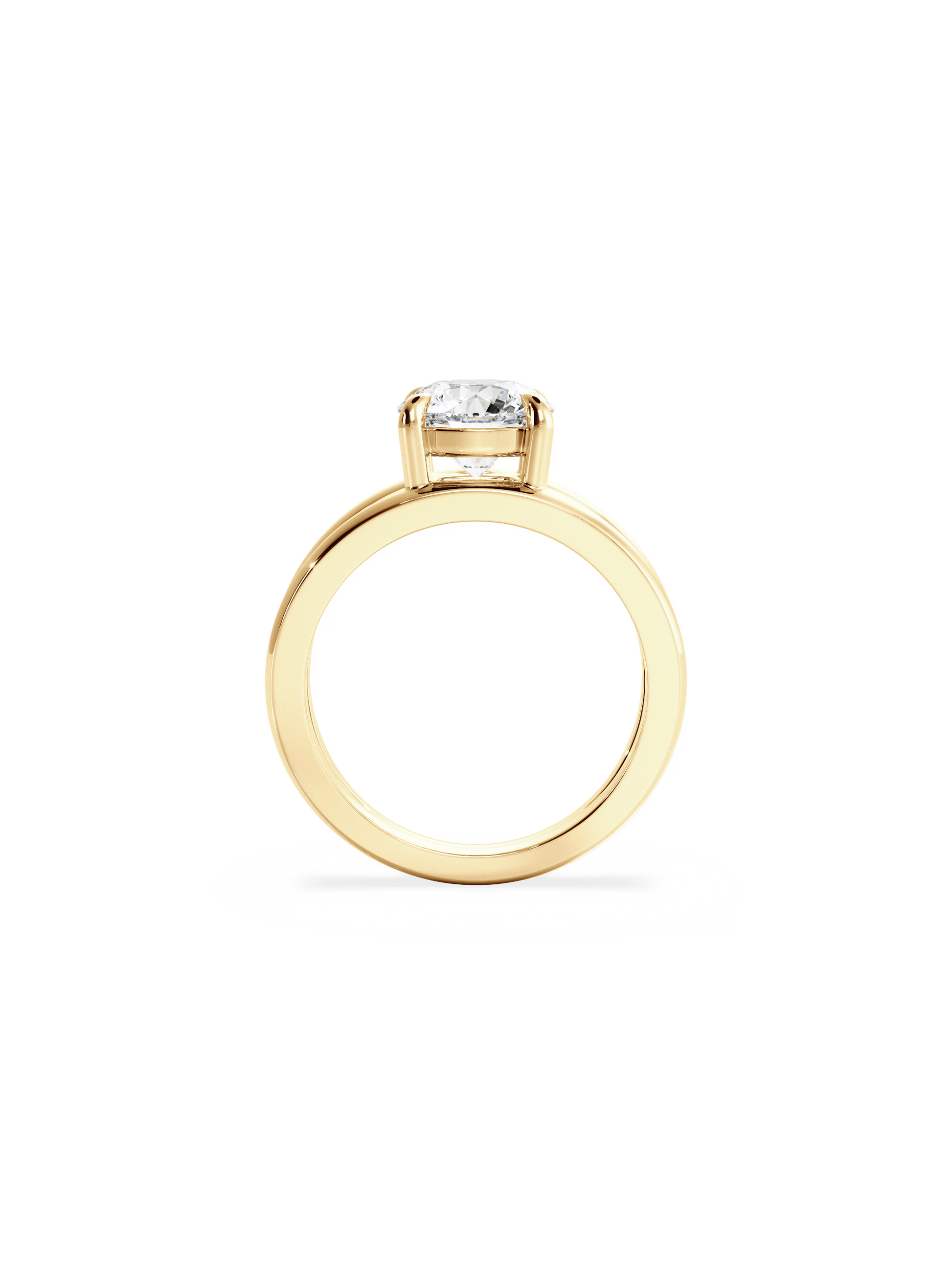 Solitaire & Double Band-Round Lab Grown Diamond Engagement Ring