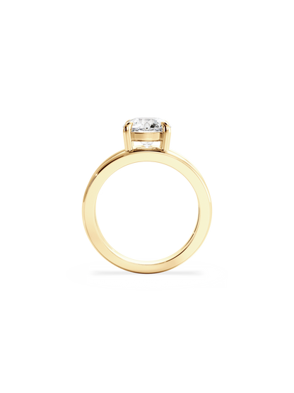 Solitaire & Double Band-Round Lab Grown Diamond Engagement Ring