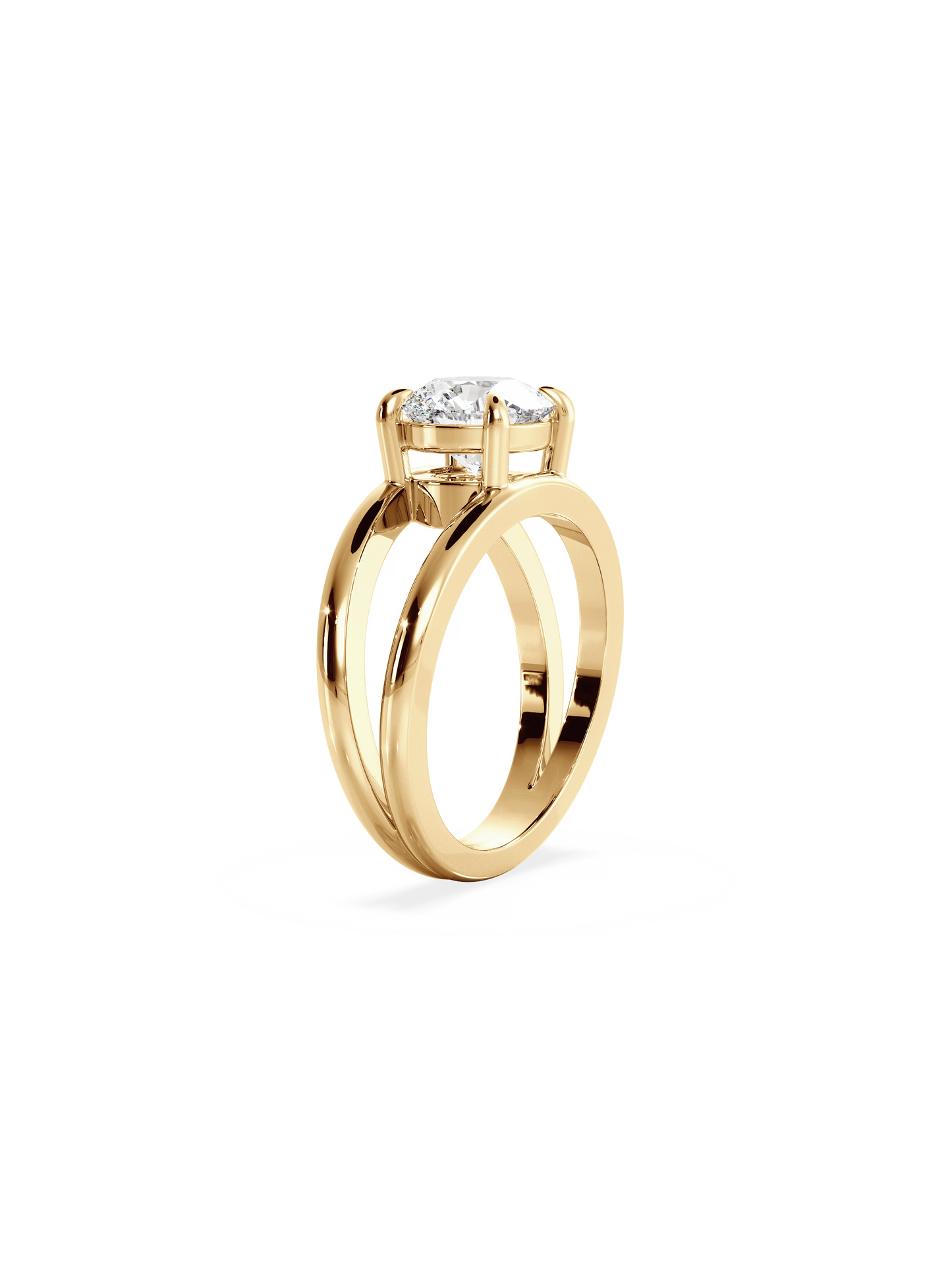 Solitaire & Double Band-Round Lab Grown Diamond Engagement Ring