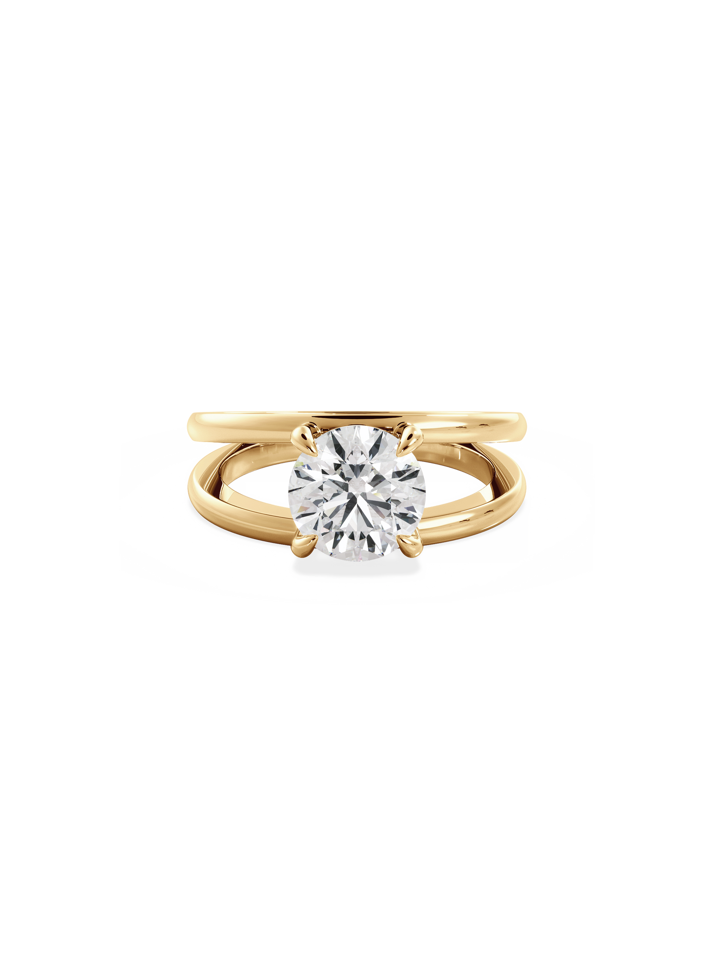 Solitaire & Double Band-Round Lab Grown Diamond Engagement Ring