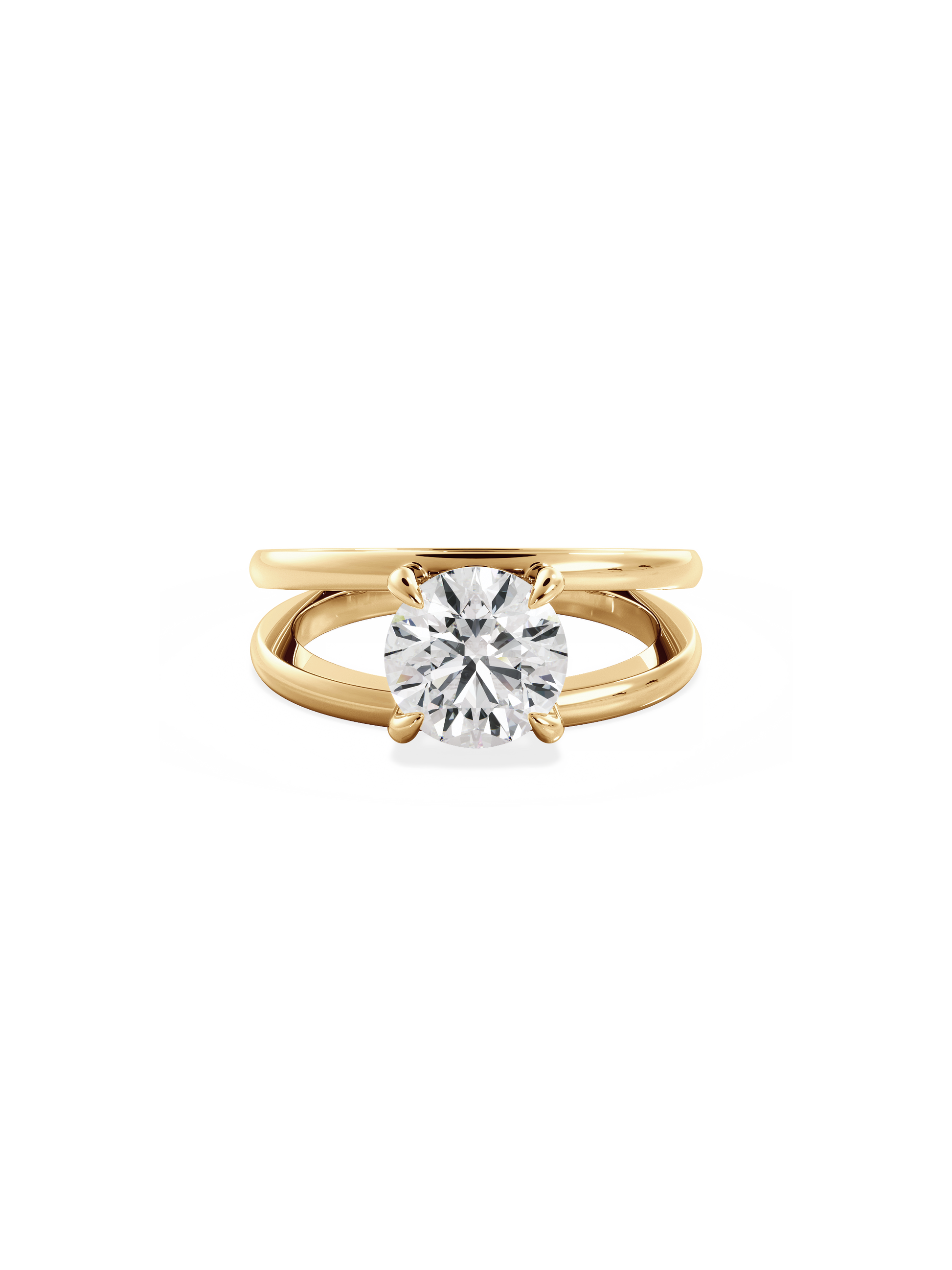 Solitaire & Double Band-Round Lab Grown Diamond Engagement Ring